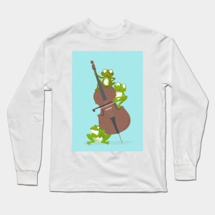 Three funny frogs playing the double bass Long Sleeve T-Shirt